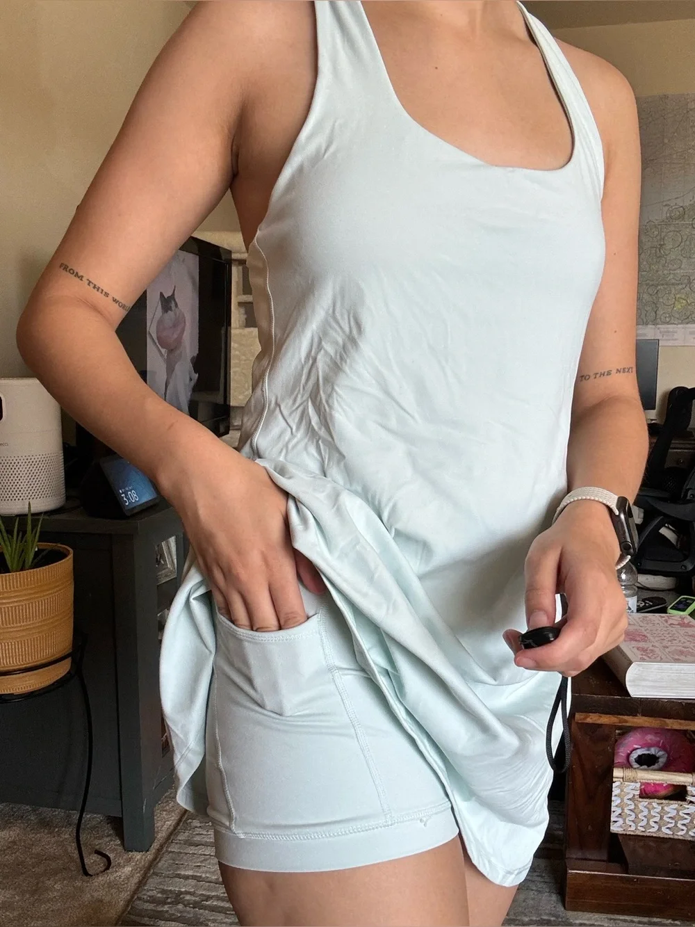 Light Blue Racerback Athletic Dress - with easy shorts - Picture 2 of 4
